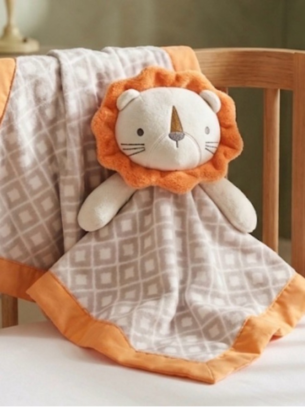 Circo Cream and Orange Lion Lovey Security Blanket
